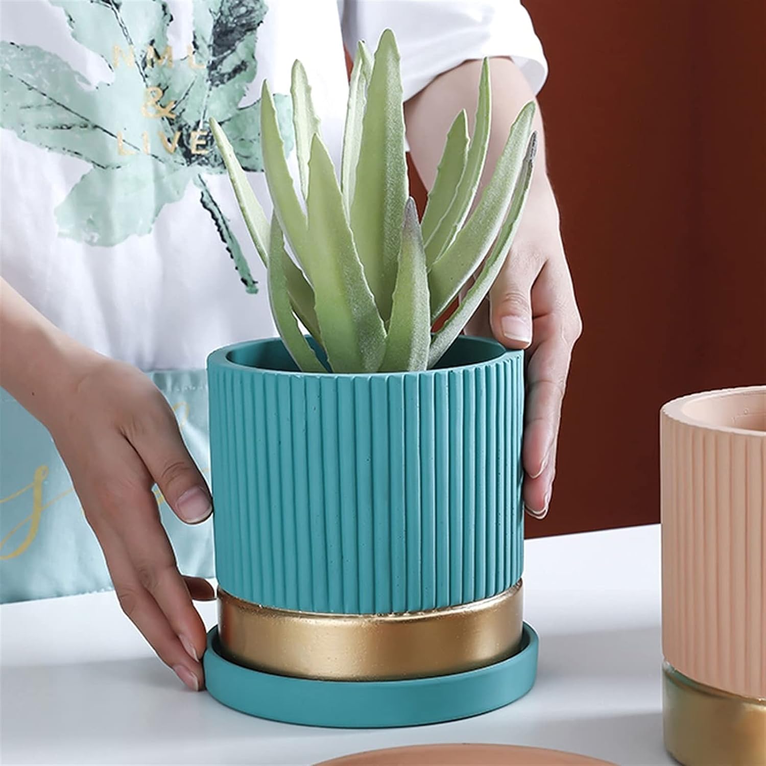 Fluted Gold Planter